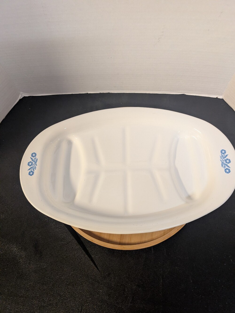 Corning Ware Blue Corn Flower Oval Platter Meat Platter Broil server Tray